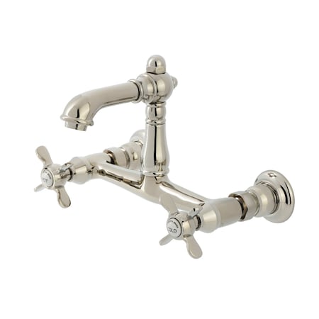 Kingston Brass Double-Handle Wall Mount Bathroom Faucet, Polished Nickel KS7256BEX