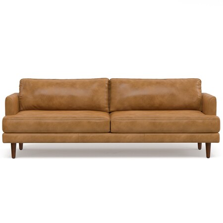 Homeroots 90" Sienna Leather Sofa With Brown Legs 640970