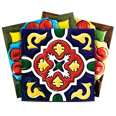 Homeroots 7" X 7" Festival Brights Mosaic Peel And Stick Removable Tiles 382872