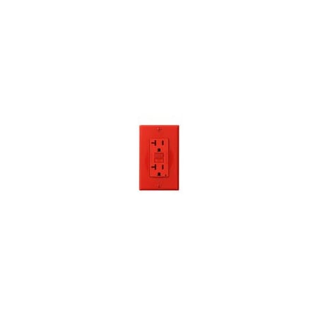 Leviton SmartlockPro Slim Self-Test GFCI Receptacle, 20A, Red N7899-R
