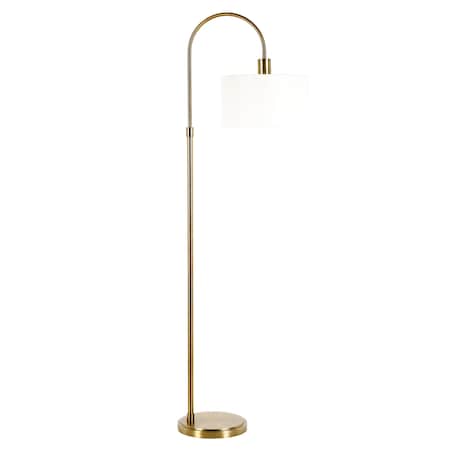 Homeroots 70" Brass Arched Floor Lamp With White Frosted Glass Drum Shade 523425