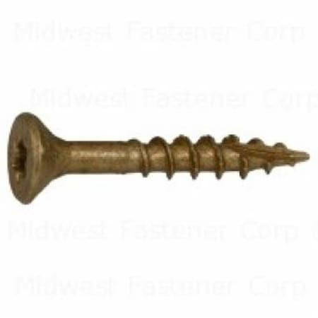 Midwest Fastener SaberDrive Deck Screw, #9 Thread, 1-1/4in L, Serrated Thread, Bugle Head, Star Drive, Type 17 Point, Steel 50749