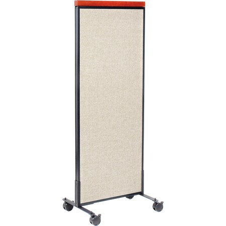 Global Industrial Interion Mobile Deluxe Office Partition Panel, 24-1/4"W x 64-1/2"H, Tan 694965MTN