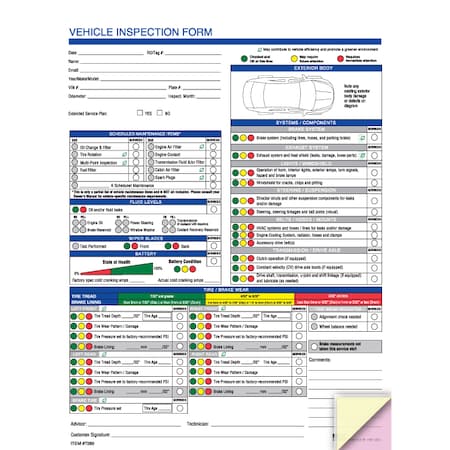 Asp MultiPoint Inspection Form Vhicl Checkup Plain, 8 1/2