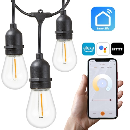 48ft. Smart LED Outdoor String Lights, Smart Life App