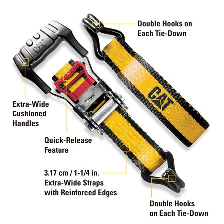 1000/3000 Cat 4 Piece Ratchet Tie Down Set with Soft Loops 16 Feet x 1-1/4 Inches - 980096N 1000/3000 Cat 4 Piece Ratchet Tie Down Set with Soft Loops 16 Feet x 1-1/4 Inches - 980096N