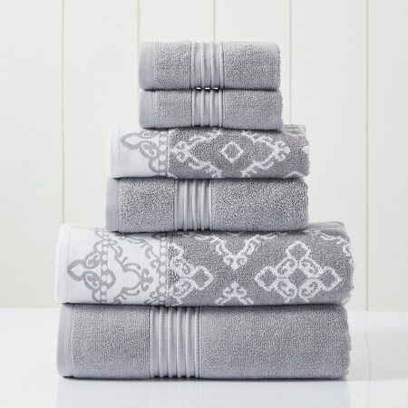 Modern Threads Modern Threads 6-Piece Yarn Dyed Jacquard/Solid towel ...