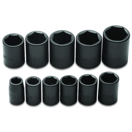 Stanley J74102 Steckschlüssel-Set, 11-teilig, 1/2 Zoll Antrieb, 6-kant – Für Hartnäckige & Beschädigte Schrauben
