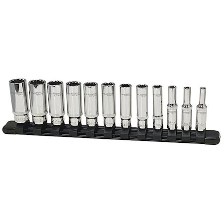 ATD 12-Piece 1/4-inch Drive Metric Deep Spline Socket Set