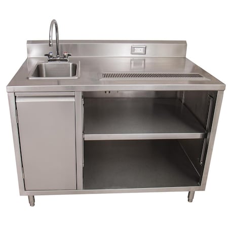 Bk Resources Stainless Beverage Table, Sink On Left, 5