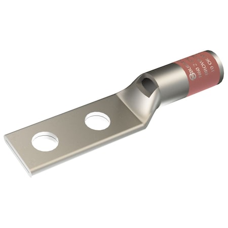 Burndy Copper Compression Lug, 2 Hole w/ Inspection Window, 2 AWG, 1/2 ...
