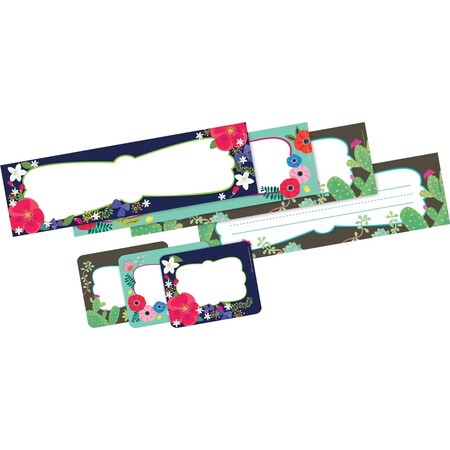 Barker Creek Petals & Prickles Name tag & Name Plate Set, Multi-Design ...