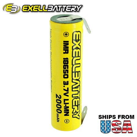 Exell Battery 3.7V 18650 Li-Ion 2000mAh Rechargeable Solar Light ...