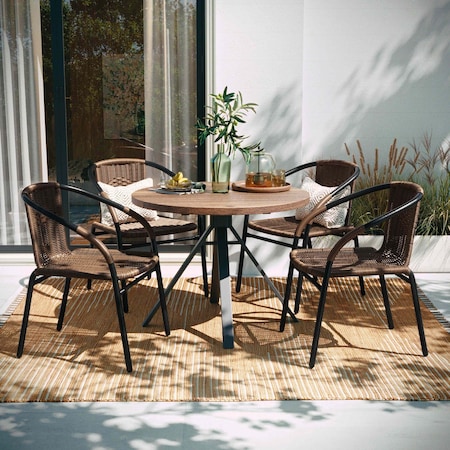 Lila 4 Pack Medium Brown Rattan Indoor-Outdoor Restaurant Stack Chair