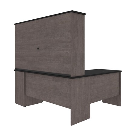 Bestar 181850 000018 685 99 Norma L Shaped Desk With Hutch Black Bark Gray Zoro Com