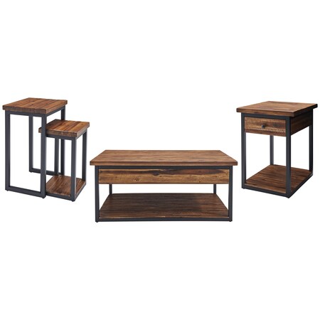 Claremont Rustic Wood 48" Coffee Table, End Table and Two Nesting Tables Set