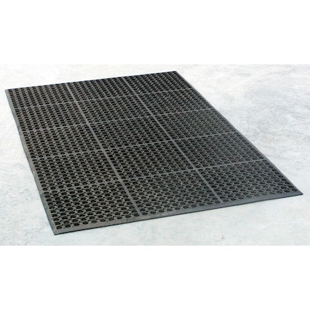 3 Ft. X 5 Ft. Black Anti Fatigue Mat W/YL Border, Bev, Textured Pattern By - View #3