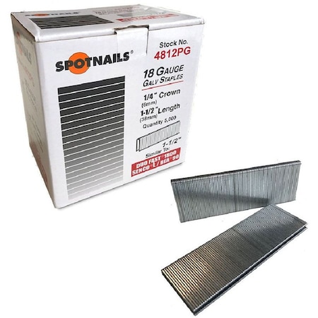 Spotnails 1-1/2in 18 Gauge 1/4in Narrow Crown Galv Staples 4812PG | Zoro