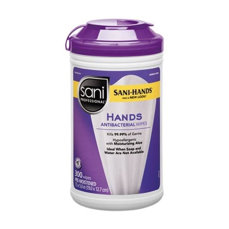 Sani Professional SaniPro, ANTIBACTERIAL WIPES, 7.5 X 5, WHITE, 300 ...