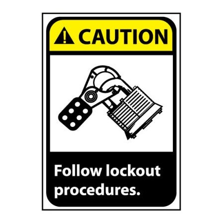 National Marker Co Caution Sign 14x10 Rigid Plastic - Follow Lock Out ...