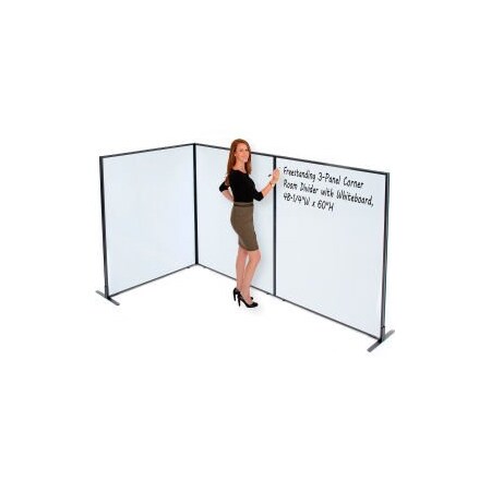 Multiboard Innner Coner Global Equipment Interion Freestanding 3-Panel Corner Room Divider with ...