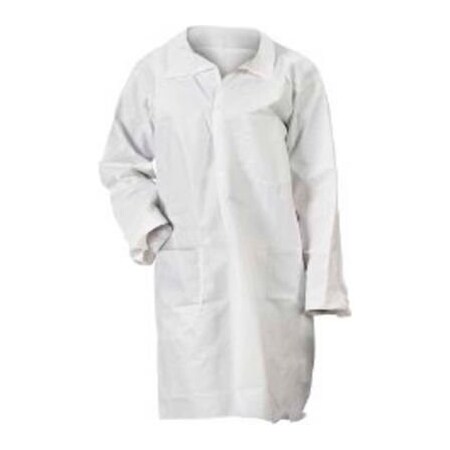 Keystone Safety KeyGuard® Lab Coat, 3 Pockets, Open Wrists, Snap Front ...