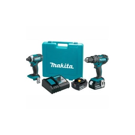 Makita XT261M 18V LXT 4.0Ah Li-Ion Cordless 2Pc Kit Hammer Drill/Impact Driver XPH10Z, XDT11Z