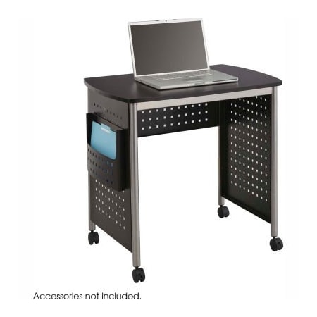 Safco Fixed Height Workstation With Keyboard Shelf - 30.5" Steel Frame, Black Marble Laminate Top