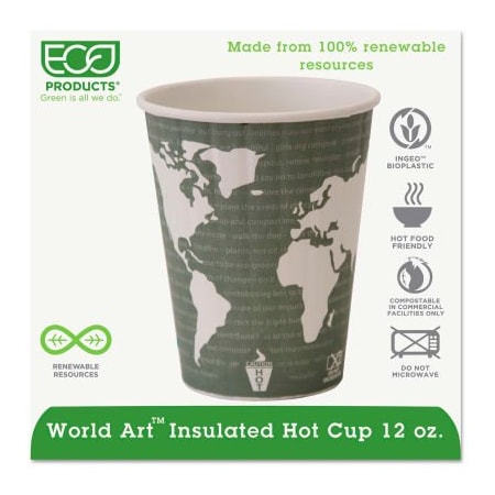 Eco-Products Eco-Products World Art Insulated Hot Cups, 12 oz., Dark ...