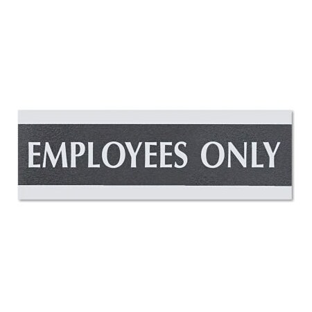 U.S. Stamp & Sign Employees Only Sign, 3 X 9, Black/Silver 4760 | Zoro