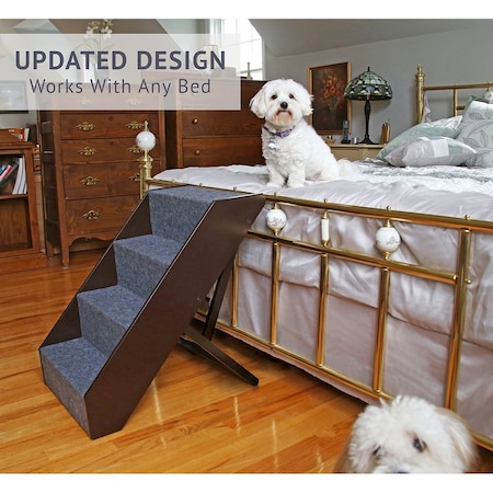 Arf Pets Foldable Wood Dog Stairs, 4 Levels Height Adjustment Wide Pet ...