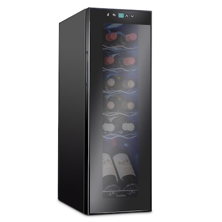 12-Bottle Compressor Freestanding Wine Cooler Refrigerator - Black