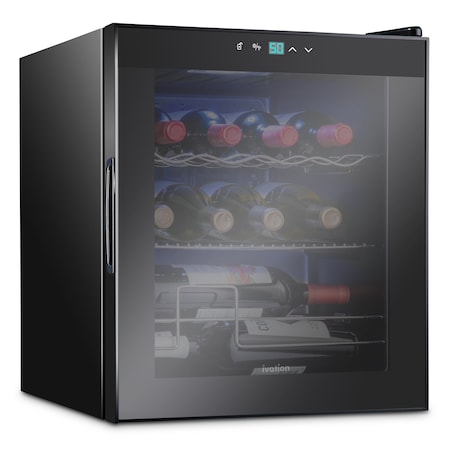 12-Bottle Compressor Freestanding Wine Cooler Refrigerator - Black