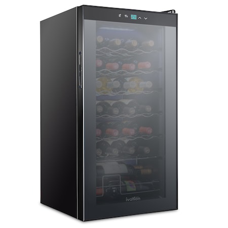 28-Bottle Compressor Freestanding Wine Cooler Refrigerator - Black