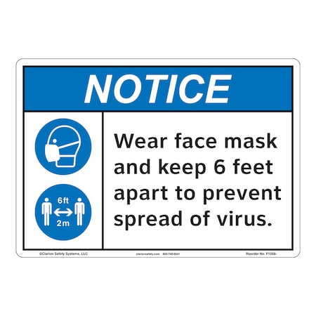Clarion Safety Systems ANSI/ISO Compliant Notice/Wear Face Mask Safety ...