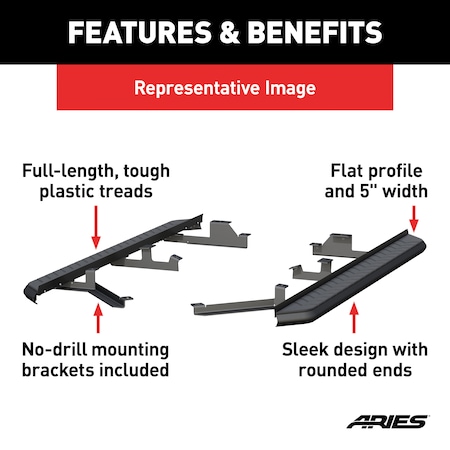 ARIES 2061041 AeroTread 73-Inch Black Stainless Steel SUV Running Boards Select Chevrolet Blazer