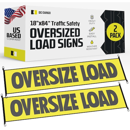 Container Payload Signage Dc Cargo Oversize Load sign with Black Border and Bungee, 2PK SOLSYM-2 ...