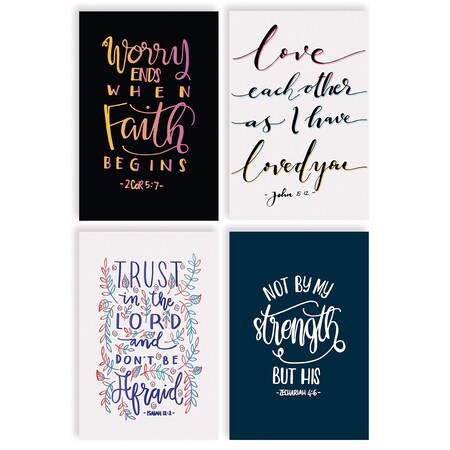 Religiöse Bibelkarten 100 Stück – 4 Designs Mit Bibelversen, Innen Leer, Inkl. Umschläge