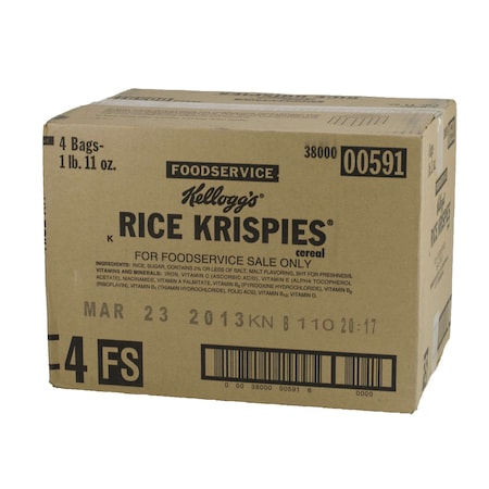KELLOGG'S Kellogg's Kosher Rice Krispies Cereal 27 oz. Bag, PK4 ...
