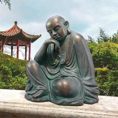 Statue Bouddha Méditatif Design Toscano 66cm - Pierre Grise Polyrésine | Décoration Jardin Zen Et Paix Intérieure