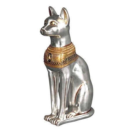 Design Toscano Egyptian Cat Goddess Bastet with Earrings Statue in Matte Black