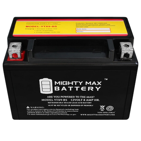 Battery Ytx9-bs MIGHTY MAX Battery Replacement For Suzuki VL Intruder Ytx9-bs Battery