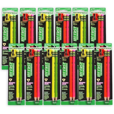 Dixon Ticonderoga Pencil Shaped Neon Erasers, Asstd Colors (Pack Of 16), 16 Pack