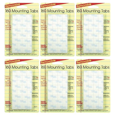Removable Mounting Tabs, 0.5in x 0.5in, PK960