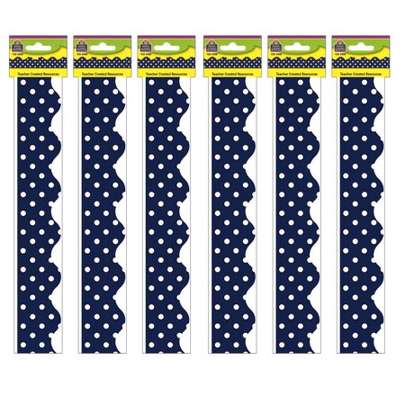 Teacher Created Resources Navy Polka Dots Scalloped Border Trim, 35 ...