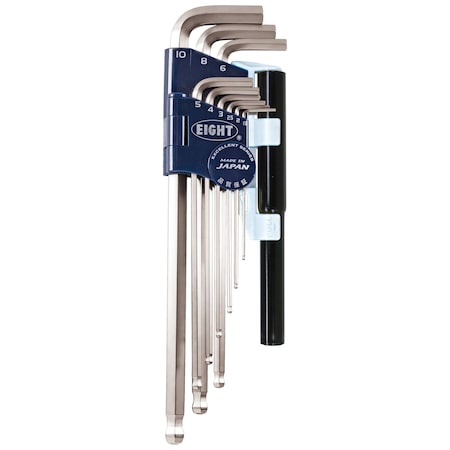 Eight Tool TAPER HEAD HEX KEY L-HANDLE EXTRA LONG SET, 9PC 1.5-10MM ...