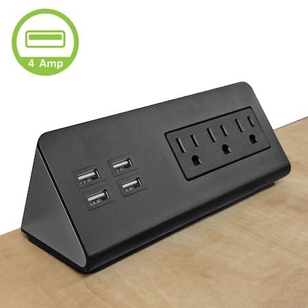 Electriduct Outlet Strip, Rack Mounted, USB, 8 ft., Black PDC-EZ-3400 ...