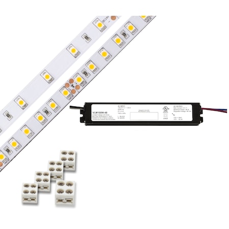 Diode Led 200 LED Tape Light 24V 3000K 16.4 ft. & 24VDC Driver DI-KIT ...
