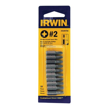 Irwin Irwin Phillips #2 X 1 in. L Insert Bit S2 Tool Steel 10 pc ...