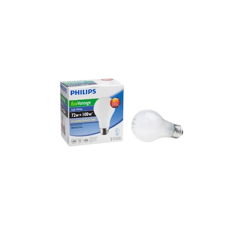 Signify Philips EcoVantage 72 W A19 A-Line Halogen Bulb 1490 lm Soft ...